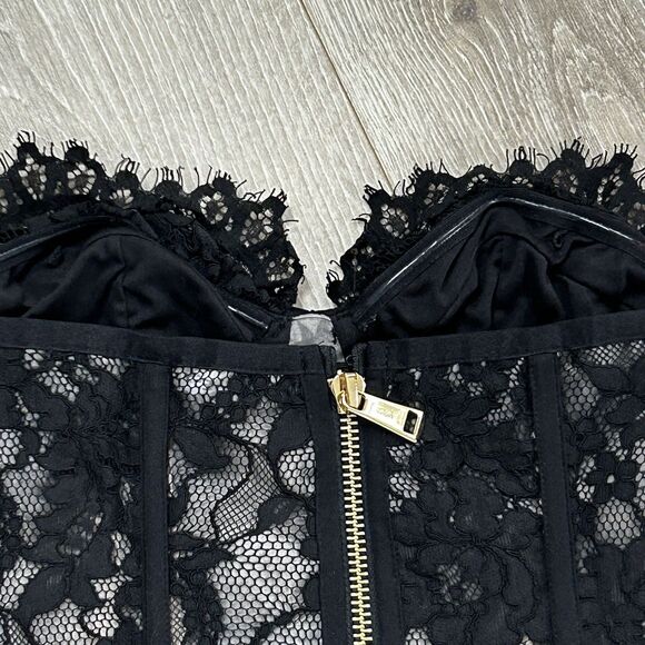 Express Corset Top Size 2 Black Lace Floral Fairygoth Whimsigoth Vamp Renfair - Picture 6 of 8
